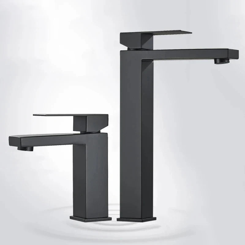 Rubinetto Lavabo Moderno - Nero e Argento - Lusso e Stile