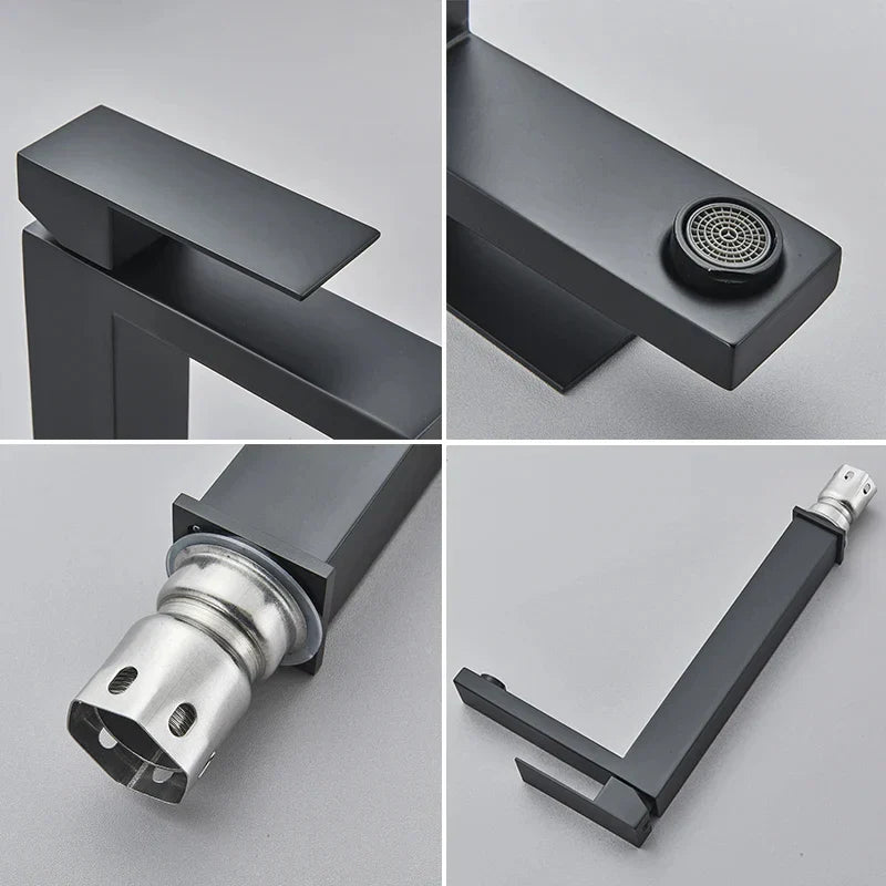 Rubinetto Lavabo Moderno - Nero e Argento - Lusso e Stile