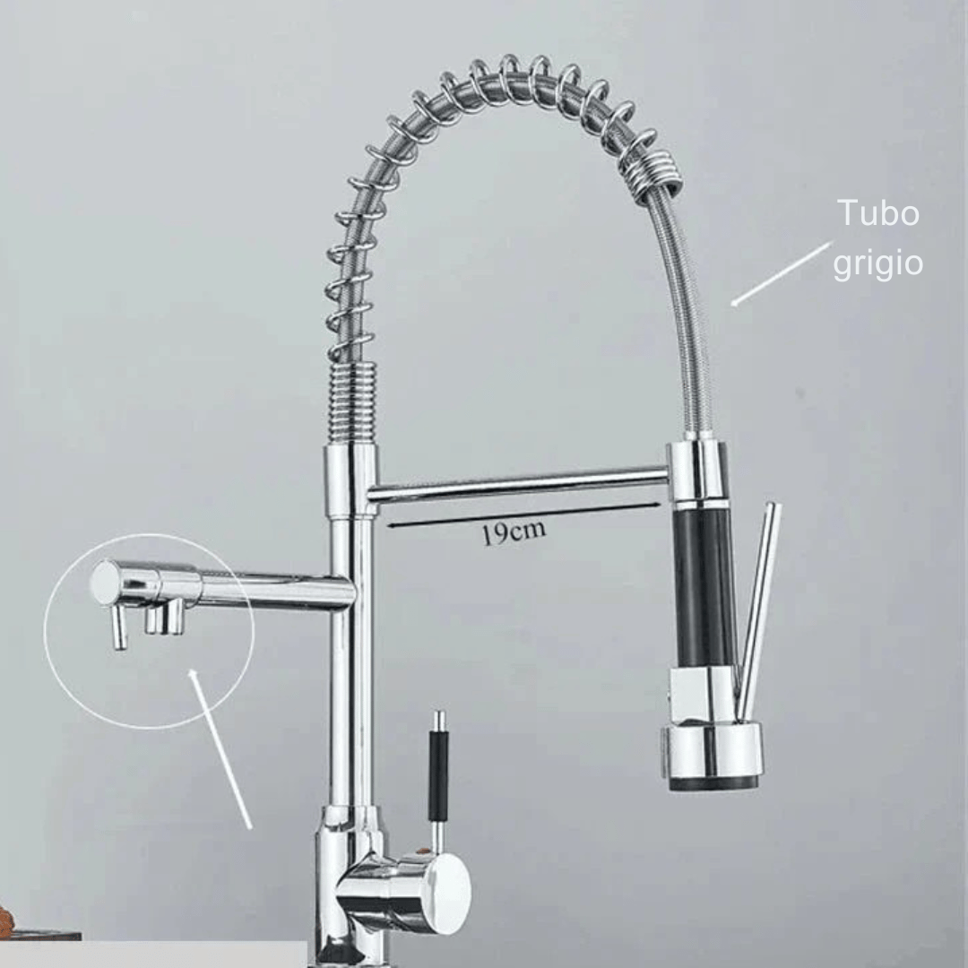 Rubinetto NickelFlex - Rubinetto da cucina moderno - Funzione di rotazione a 360