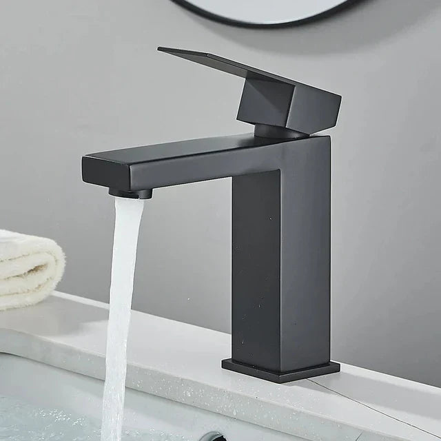 Rubinetto Lavabo Moderno - Nero e Argento - Lusso e Stile