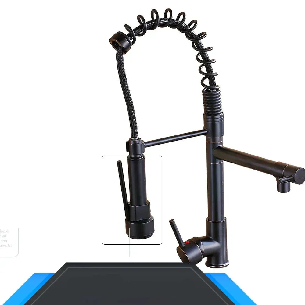 StreamFlex - Rubinetti da cucina di lusso - Retrattili - Nero e oro rosa-Rubinetti-Cookolino