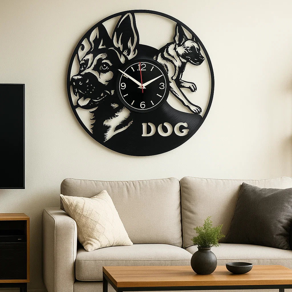 Orologio da Parete in Vinile - Amico dei Cani - Design Unico