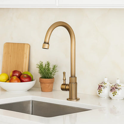Rubinetto Cucina Antico - Design Collo di Cigno - Ottone Senza Tempo
